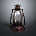 Vintage Rustic Lantern With Glass Shade And Metal Frame Design