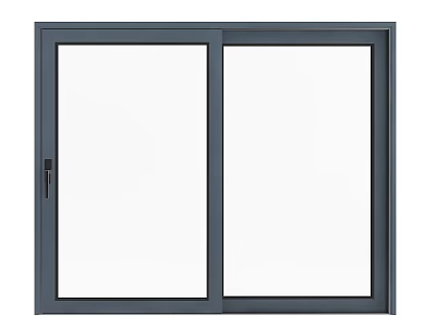 Modern Double Panel Sliding Door With Dark Frame And Transparent Glass 3d model