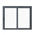 Modern Double Panel Sliding Door With Dark Frame And Transparent Glass 3d model