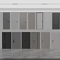 Interior Hinged Doors With Various Colors And Modern Handle Designs 3d model