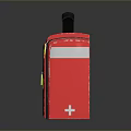 Red First Aid Kit With White Cross Symbol And Portable Handle Design