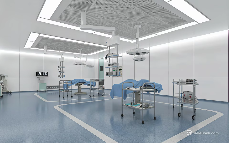 Hospital Outpatient Operating Room With Medical Equipment And Clean Environment 3d model 
