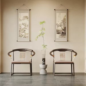 New Chinese Style Chair Single Chair Side Decorative Hanging Painting 3d model