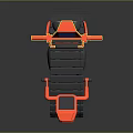 Red Tracked Motorcycle Featuring Red Seat Blue Display Screen And Off Road Design