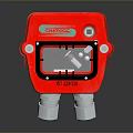 Red Computer Case With Modern Design Metal Parts And Reflective Surface