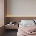 Modern Bedroom Interior Design With Gray Wardrobe Pink Comforter Wooden Bookshelf And Desk