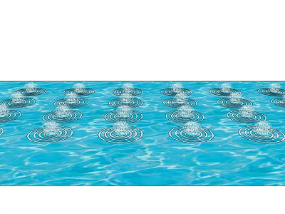 Neatly Arranged Small Fountains on Blue Water Surface Spraying Splashes Creating Ripples 3d model