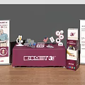 BIOMET 3i Exhibition Booth With Purple Tablecloth Roll Up Banners And Display Items