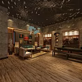 Elegant Chinese Style Store Interior With Wooden Flooring Ceiling Decorations Display Cabinets And Sofa Seating
