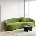 Curved Sofa Minimal Sofa Cashew Sofa Round Coffee Table Simple Pillow 3d model