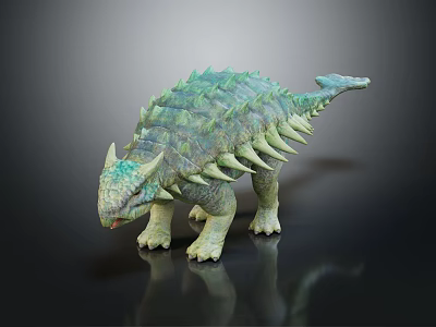 Realistic Green Ankylosaurus Dinosaur Model With Spiked Back And Horned Head 3d model
