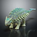 Realistic Green Ankylosaurus Dinosaur Model With Spiked Back And Horned Head