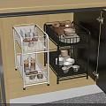 Kitchen Cabinet Storage Shelf With Metal Racks For Dishes Bowls And Cups