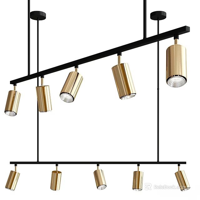 Elegant Modern Brushed Gold Downlights And Spotlights With Black Frame For Home Decor 3d model 