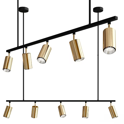 Elegant Modern Brushed Gold Downlights And Spotlights With Black Frame For Home Decor 3d model