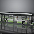 Modern White And Green Urban Bus With Large Windows And Seating