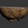 Sculpture Carving Of Ancient Cracked Ceramic Bowl With Detailed Handcrafted Design