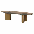 Contemporary Oval Glass Top Table With Wooden Legs And Modern Minimalist Design