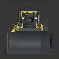Yellow Bulldozer With Large Front Blade And Heavy Duty Tracks On Gray Surface