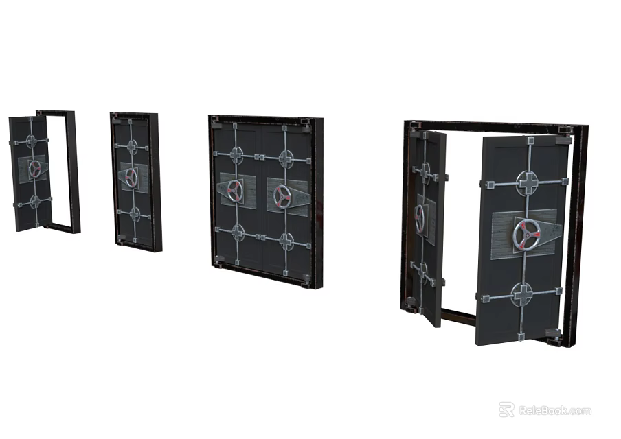 Modern Black Door Design Featuring Glass Panels Metal Frames And Decorative Elements 3d model 