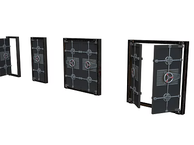 Modern Black Door Design Featuring Glass Panels Metal Frames And Decorative Elements 3d model