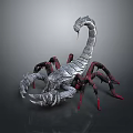 Detailed Silver Scorpion 3D Model With Red Legs On Dark Background 3d model