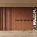 Elegant Interior Wall Design With Brown Wooden Panels And Floral Accents
