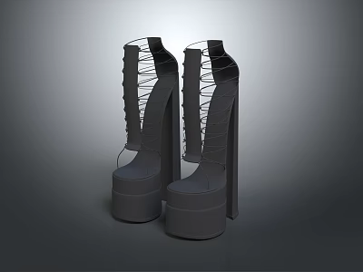 Modern High Heels With Lace Up Straps And Platform Heel Design 3d model