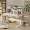 Adjustable Kids Desk with Bookshelf Chair and Stationery in Modern Children's Room