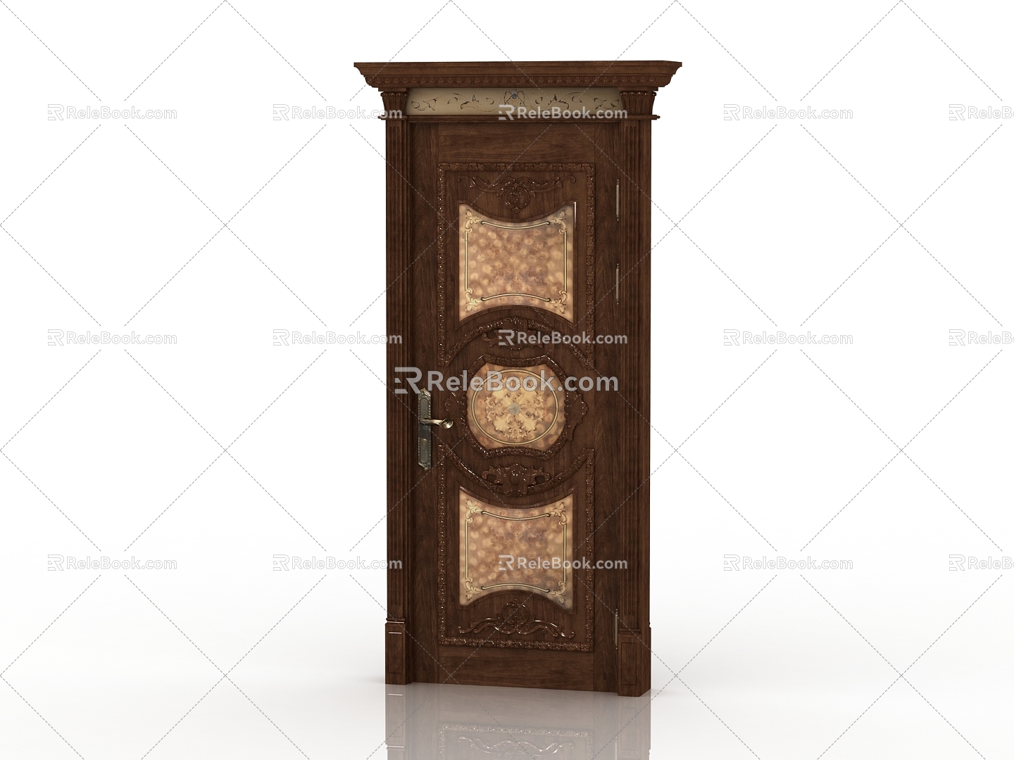 European style solid wood door interior door door 3d model