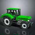 Green Tractor 3D Model With Detailed Exterior Large Wheels And Reflective Surface