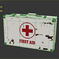 Vintage White First Aid Kit With Red Cross Symbol And Rustic Design