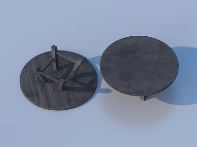 Modern Round Wooden Dining Tables With Cross Leg Base And Simple Support Design 3d model