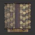 Handmade Wooden Birdhouse Model Featuring Shingle Roof Entrance Base And Decorative Logs