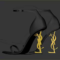 Stylish Black High Heels with Yellow YSL Heel Design as Essential Daily Fashion Footwear