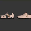 Pink Sandals With Golden Buckles And Black Soles Four Pairs Daily Use Footwear