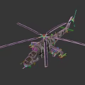 Camouflage Painted Military Helicopter With Rotors Weaponry And Design Details