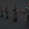 Military Game Movie Characters in Green Uniforms with Different Poses 3d model