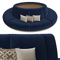 Blue Irregular Shaped Sofa With Decorative Pillows In Modern Living Room Design