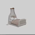 Elegant Princess Kids Bed With Tulle Canopy Tufted Headboard And Pink White Pillows