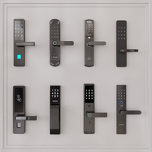 Modern fingerprint lock electronic password lock smart door lock anti-theft door lock door handle 3d model