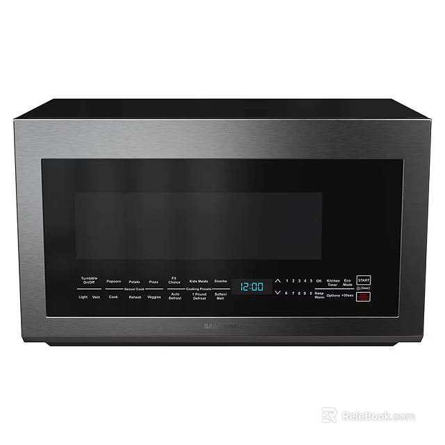 Black Stainless Steel Microwave Oven With Digital Display And Control Panel Kitchen Appliance 3d model 