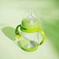 Green Transparent Baby Bottle With Two Ergonomic Handles For Infants
