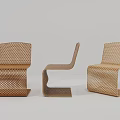 Three Modern Brown Woven Leisure Chairs With Unique Design And Texture
