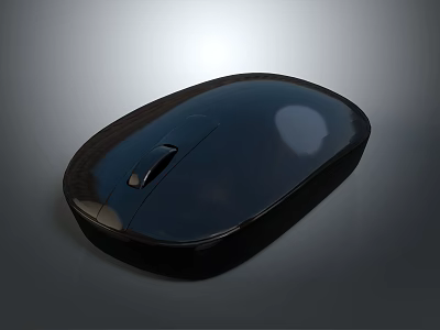 Black Wireless Computer Mouse With Smooth Surface And Scroll Wheel 3d model
