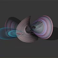 Modern Abstract Colorful Curved Lines Artwork With Blue Pink Spiral Structure
