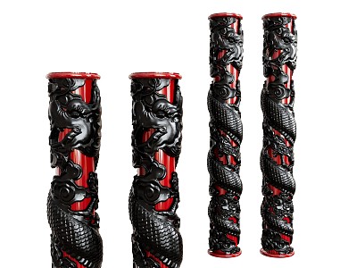 Chinese Pillar Dragon and Phoenix Pillar Stone Pillar Carved Pillar 3d model