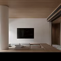 Spacious Duplex Living Room With Wooden Accents And Staircase