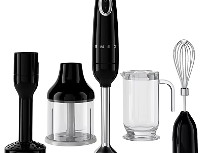 Black Transparent Hand Blender Set With Chopper Bowl Mixing Cup And Whisk Kitchen Appliances 3d model