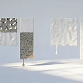 Modern Wall Decor With Metallic And White Textures And Dripping Design Elements